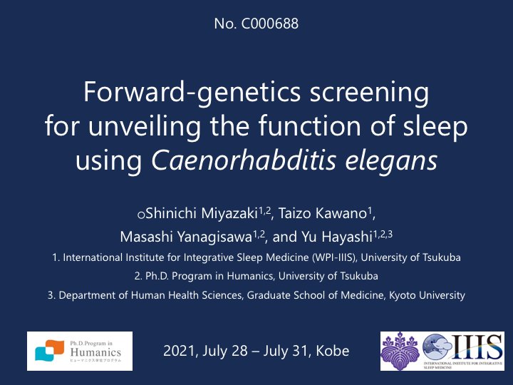 Mr. Shinichi Miyazaki, 3rd year student, performed an oral presentation at the 44th Annual Meeting of the Japan Neuroscience Society.